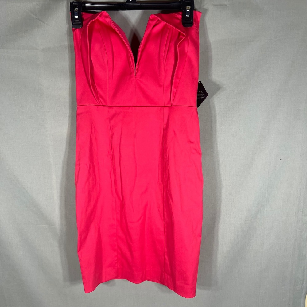 Mistress Rocks Strapless Mini Dress Plunging V-Neck Hot Pink Womens Size S